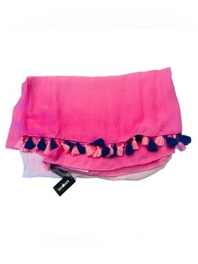 Express  Pink Scarf with Navy & Light Pink Tassels